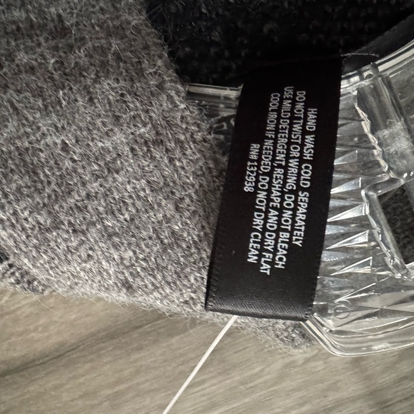 Aqua Heather Gray Knit Cardigan with Black hearts Detailing XS - Picture 6 of 10